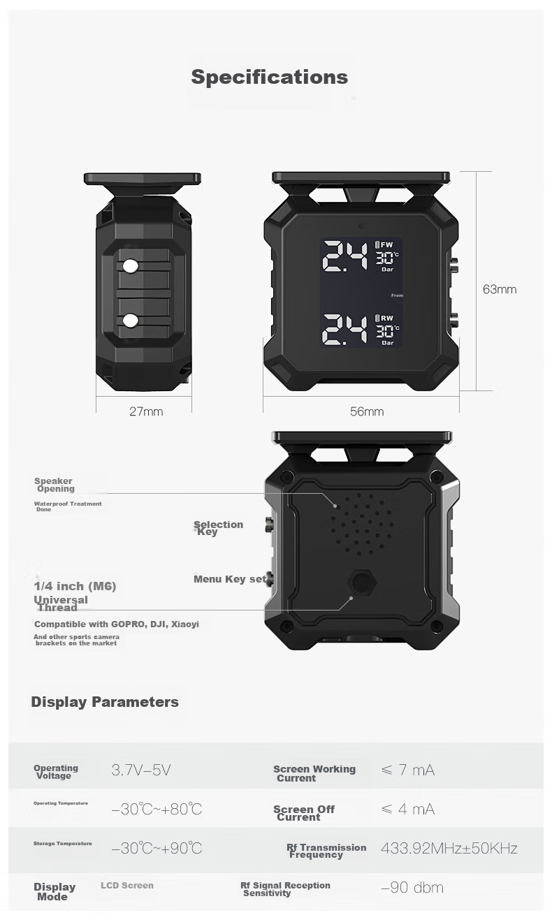 Victon Victon Motorcycle Tire Pressure Monitoring System, Electric Vehicle Solar-Powered Voice Alarm Tire Monitor 15