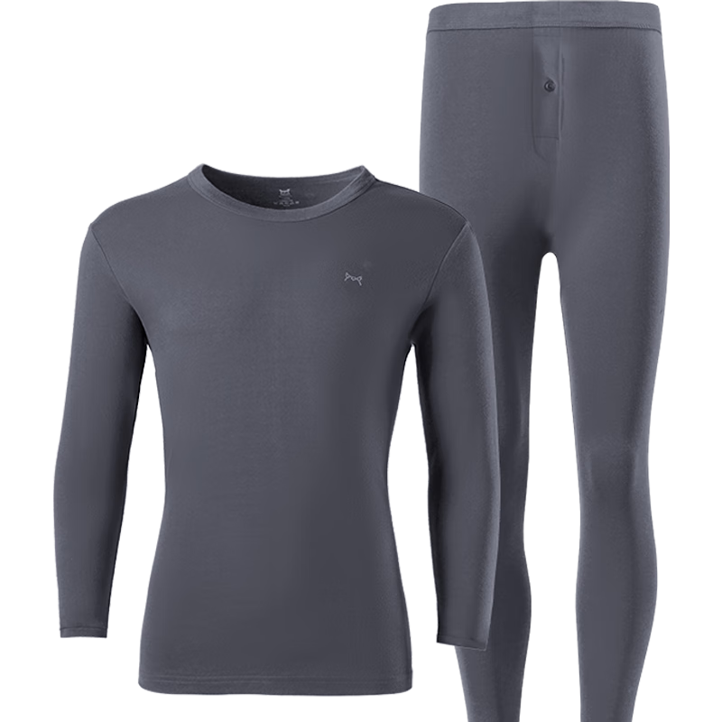 MiiOW Men's Thermal Underwear Set, Seamless Antibacterial Thin Long Johns, Xinjiang Long-Staple Cotton, Crew Neck Base Layer for Autumn