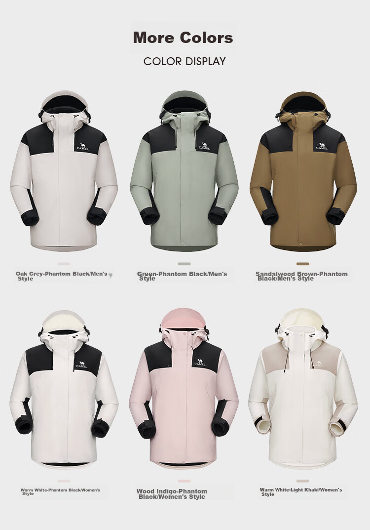 CAMEL Three-In Waterproof Jacket with Fleece Inner Liner, Outdoor Jacket for Tibet Travel And Mountaineering A13CAEO149 15