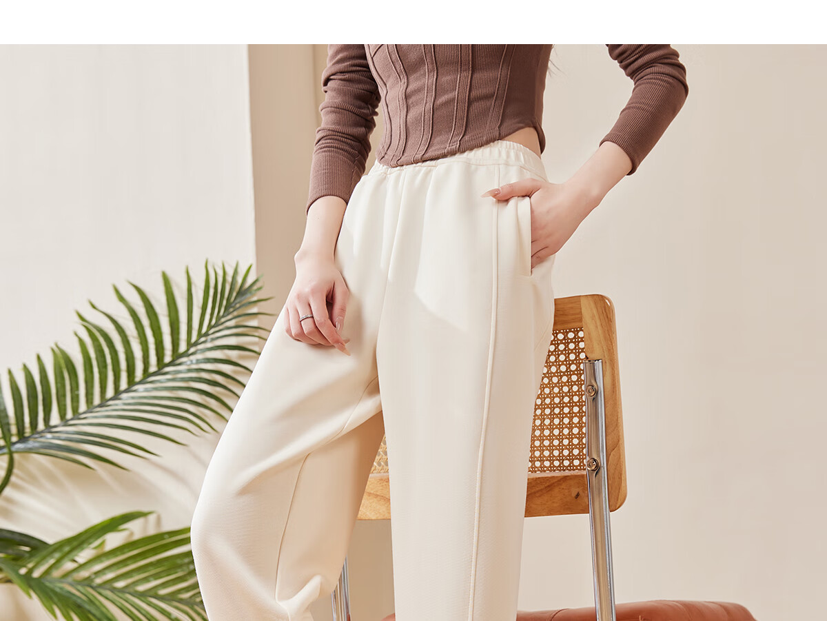 Chushen Women's Casual Pants, Fashionable And Versatile, High-Waisted Loose-Fitting Slimming Nine-Point Harem Pants, Grandma Pants S141K2005 28