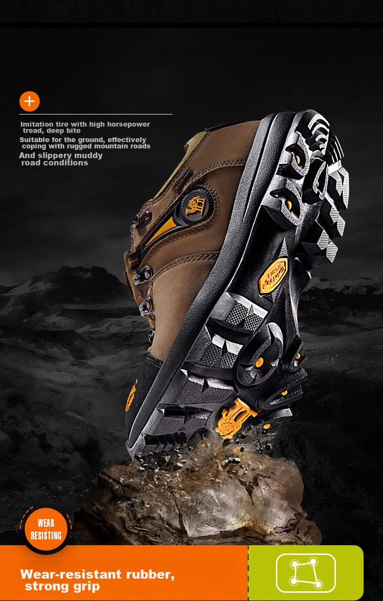 CAMEL Outdoor Hiking Shoes for Men, Durable Trekking Boots, Cowhide Outdoor Footwear A63202a6015 Army Green 38 5