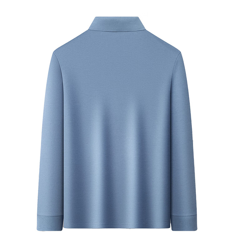 MONTAGUT [Soft Cotton Comfort & Crisp Skin-Friendly] Spring Casual Simple Long-Sleeve Polo Shirt Men's T-Shirt JG Gray-Blue 2XL 14