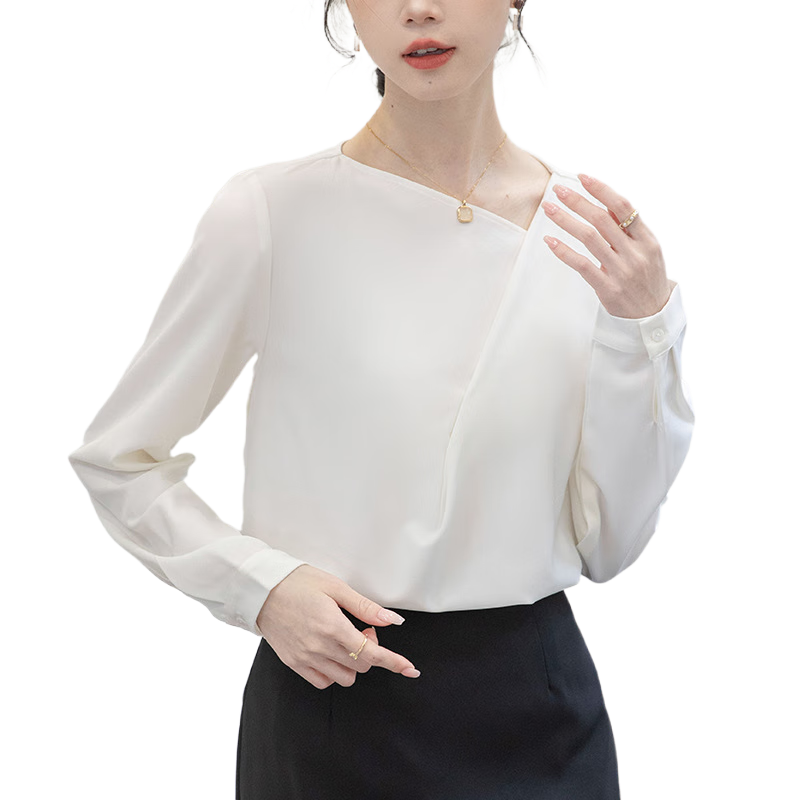 FitonTon Women's Shirt, Autumn And Winter Design, Niche Versatile Blouse, Stylish And Mature Satin Top, Professional Puff Long-Sleeve Blouse