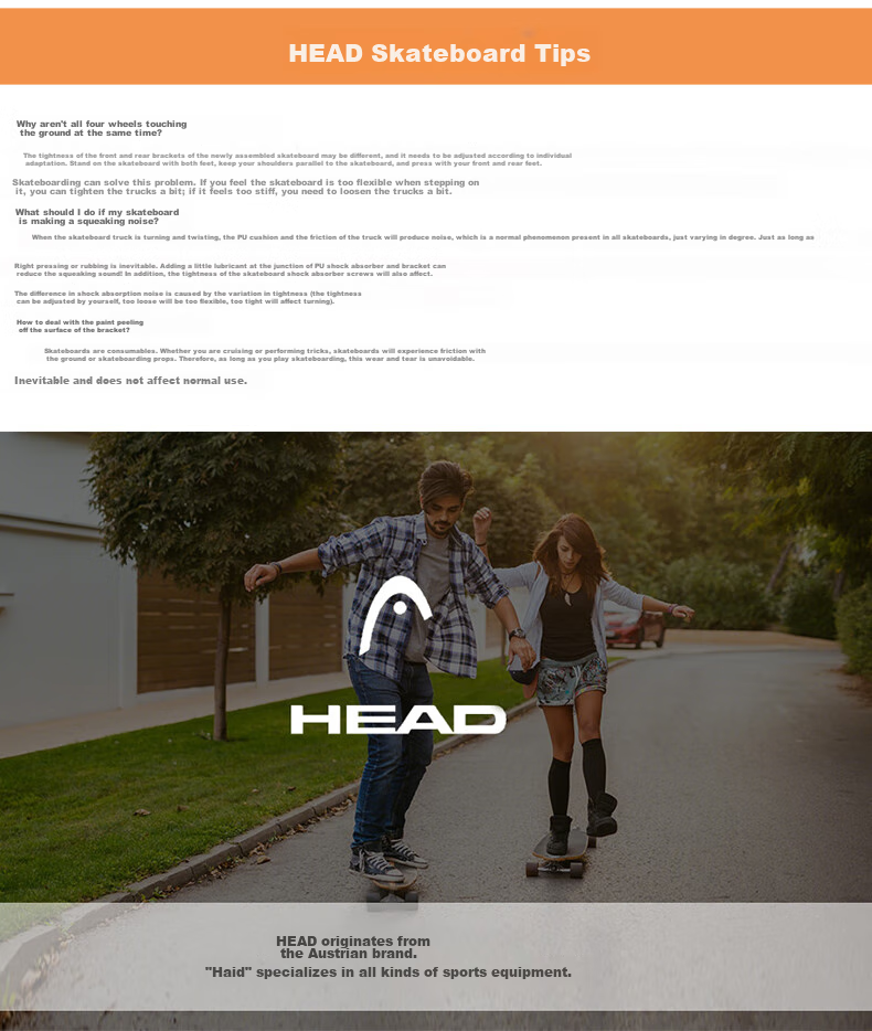 HEAD Skateboard Longboard Professional Board for Adults, Flat Flower Design for Men, Women And Children, Gift for Beginners, Entry-Level Road Skateboard, Street Skateboard, Commuter Skateboard 1