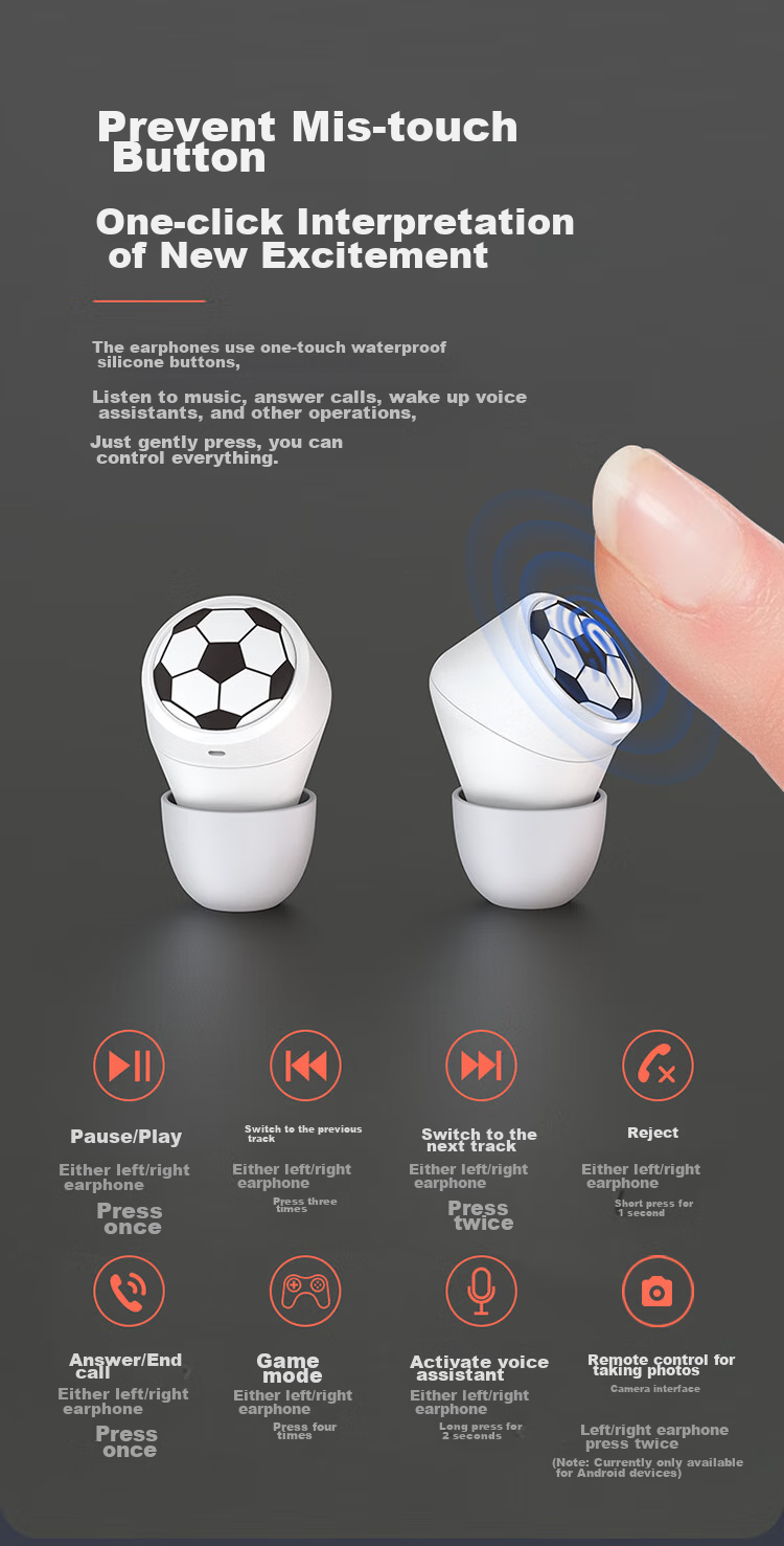 EMEY Bluetooth Headphones, Wireless Bluetooth, Sports Music Gaming Earphones, In-Ear Noise-Cancelling Headphones with Long Battery Life, Compatible with Apple Xiaomi Huawei Phones, T5 Basketball Model 10
