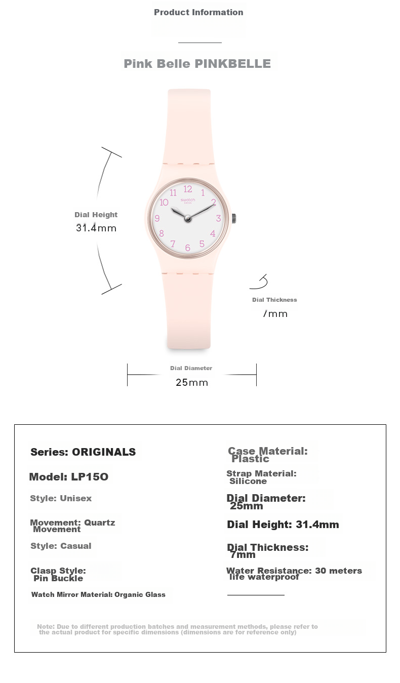 Swatch Swiss Watch, Pink Small Dial Quartz Wristwatch for Middle And High School Girls, Graduation Gift, Pink Beauty 4