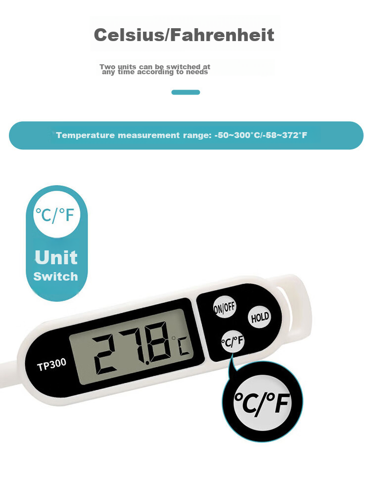 Baoshi Thermometer Probe Kitchen Baking Baby Milk Water Temperature Gauge Stainless Steel Automatic Power-Off Food Oil Thermometer 8