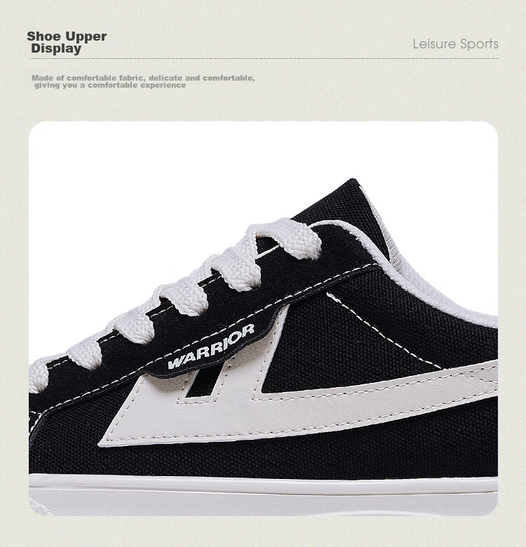 Warrior Men's Versatile Casual Canvas Shoes, Trendy Sneakers, Comfortable Sports Skateboard Shoes for Couples, KGHG042T, Black, Size 36 5