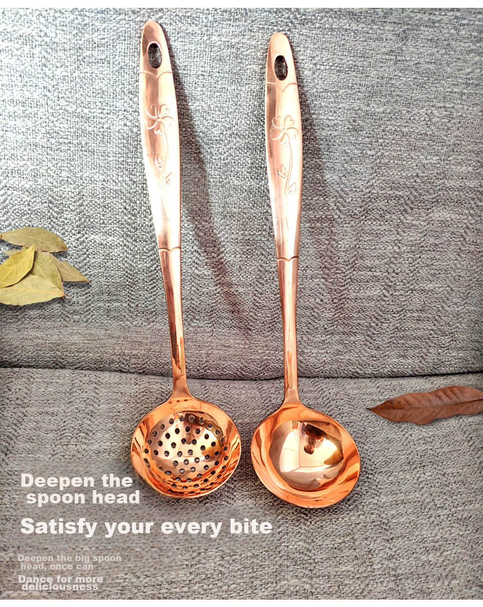 Guoyiyuan Purple Copper Handmade Thickened Kitchen Utensils Tableware Copper Hot Pot Special Soup Ladle Strainer Spoon Purple Copper Spoon Carved Desig 4