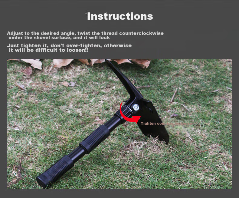 JAJALIN Multi-Functional Folding Shovel, Military Entrenching Tool, Car-Mounted Combat Shovel, Outdoor Camping Hoe And Pickaxe 12