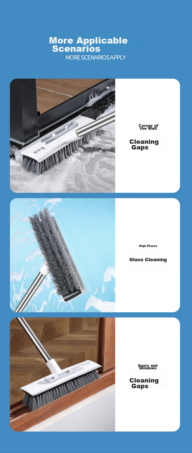 MARYYA Hard Floor Brush with Long Handle, Dual-Use Hanging Water Board Brush for Bathroom Toilet Cleaning, Specialized Cleaning Tool 5