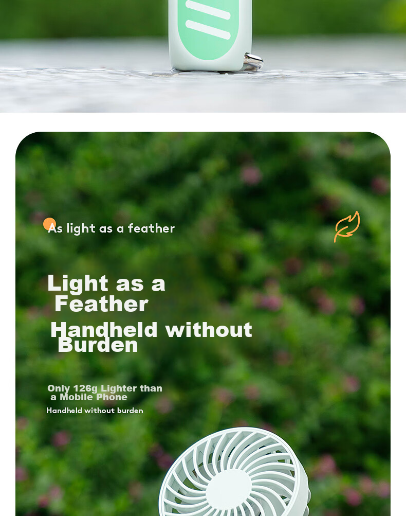 Kelleia Handheld Mini Fan, USB Fan, Portable Electric Fan, for Students, Office, Dormitory, Long Battery Life, Outdoor Travel, QL-F1, Mint Gree 14