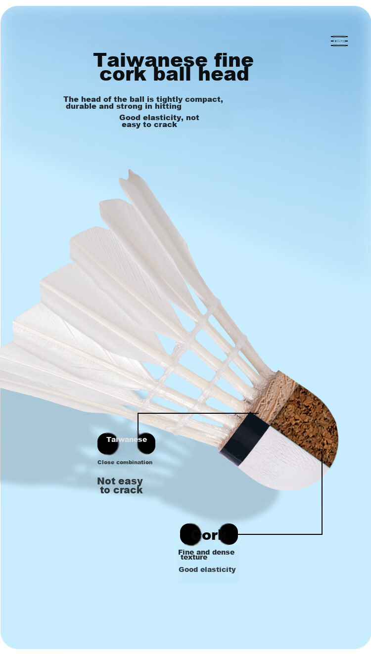 CHAO PAI Silver Super Feather Badminton Shuttlecocks, Duck Feather, Large Size, for Amateur Competitions, Pack of 12, Speed 77 6