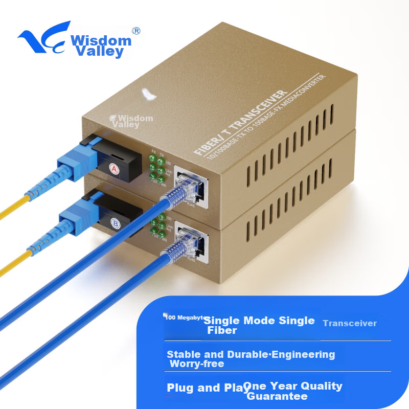 Huigu 100Mbps Fiber Optic Transceiver, Single-Mode Single-Fiber Optical-Electrical Converter, SC Interface, 25km, Commercial Grade, Price for One Pair, HG-911FS