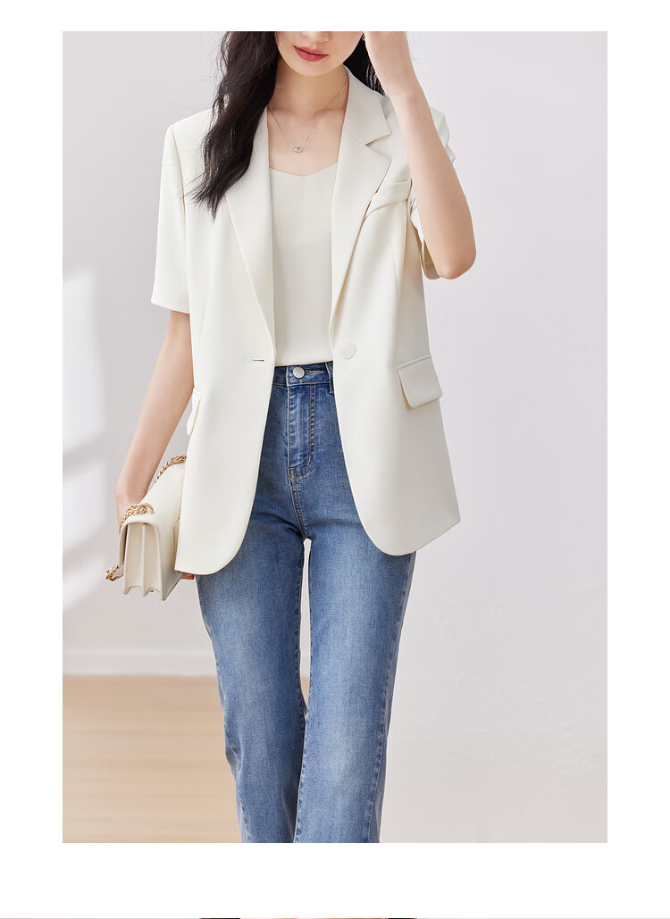 Sentubila Three-Dimensional Draping Summer Casual Short-Sleeve Blazer for Women, Elegant Office Suit Jacket, Black, S 20