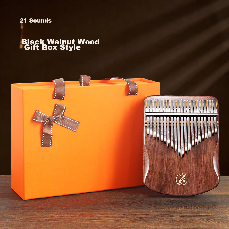 Asasi Kalimba Thumb Piano, Black Walnut Wood, 21-Key Finger Piano, Birthday Musical Instrument Gift Box for Girls, Friends, And Besties