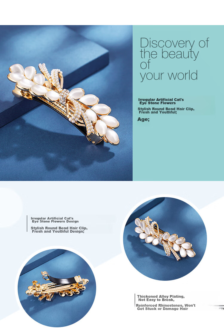 CHIMERA [Suisui Ping'an] Hair Clip, Spring Barrette, Back of Head Accessory, High-End Hairpin, Straight Clip, Mid-Autumn Festival Gift 3