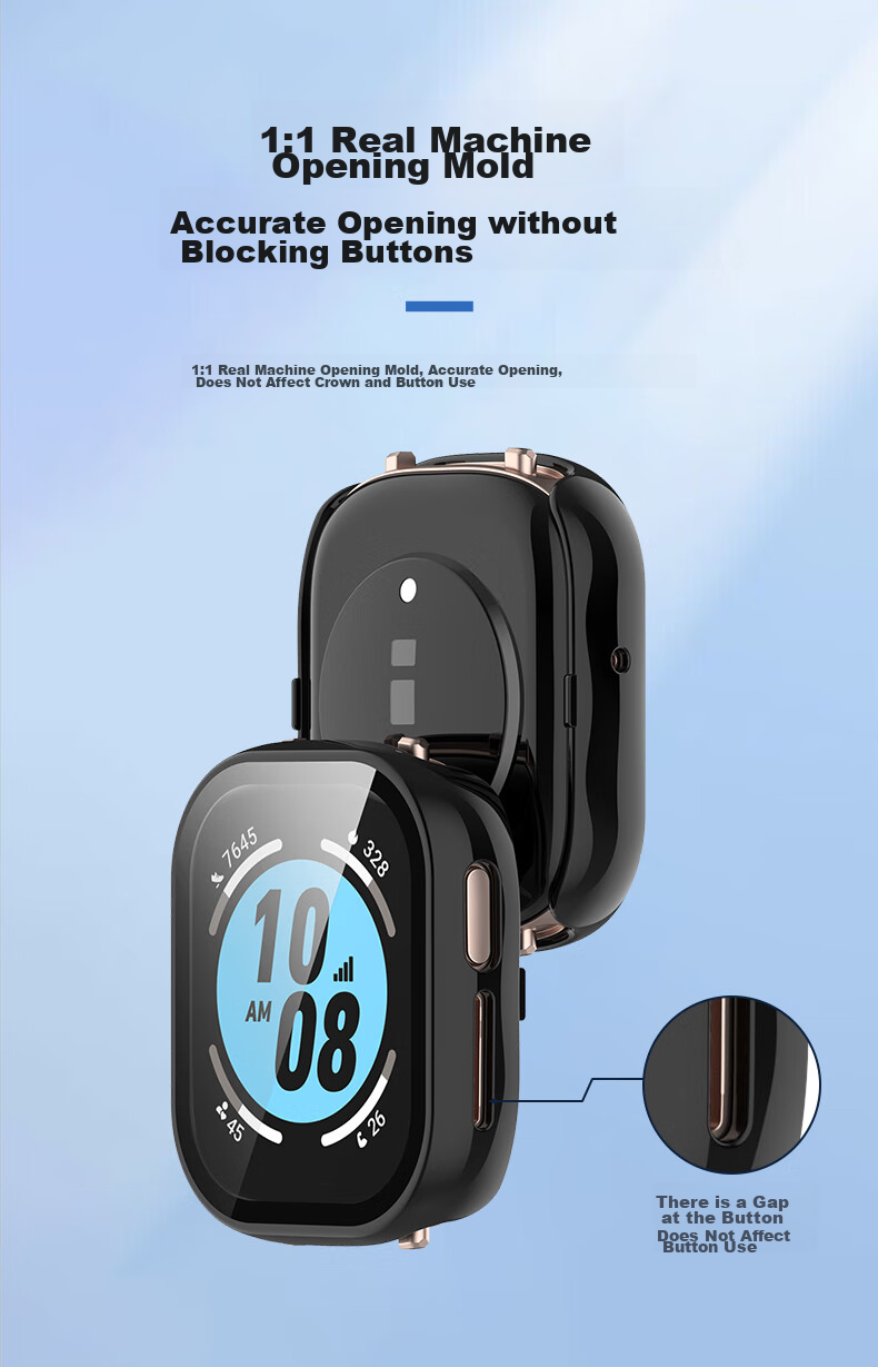 KMaxAI Protective Film And Case for Honor Watch 4, All-In Full Coverage, HONOR Watch 4 Dial Protector & Screen Film, Scratch-Resistant Hard Case, Anti-Fingerprint Tempered Glass Film, Transparent 8