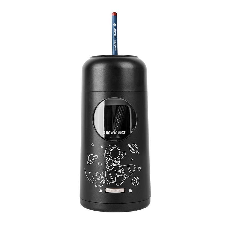 TEN-WIN Fully Automatic Upgraded Large-Diameter Pencil Sharpener for Children, Can Sharpen 11.5mm Thickened Triangular Pencils, Elementary School Student Pencil Sharpener S8811 Su Kong Black