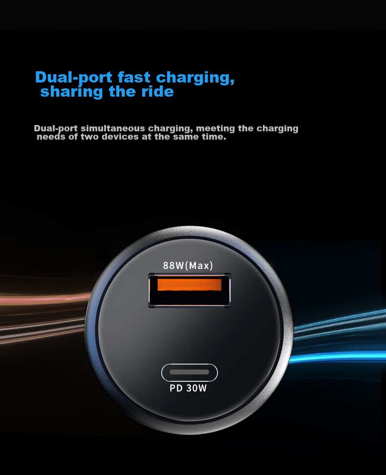 Newmine 120W Car Charger, Fast Charging Cigarette Lighter Adapter, Dual-Port Car Charger Compatible with Huawei/Xiaomi 4