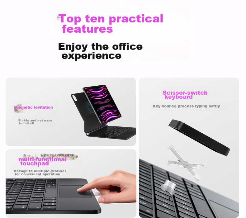 ALittleFlower Magnetic Floating Keyboard Case for IPad Pro And IPad Air 5 [Multi-Functional Touchpad] IPad Pro/Air 5/410.9 Student Gift New Year 6