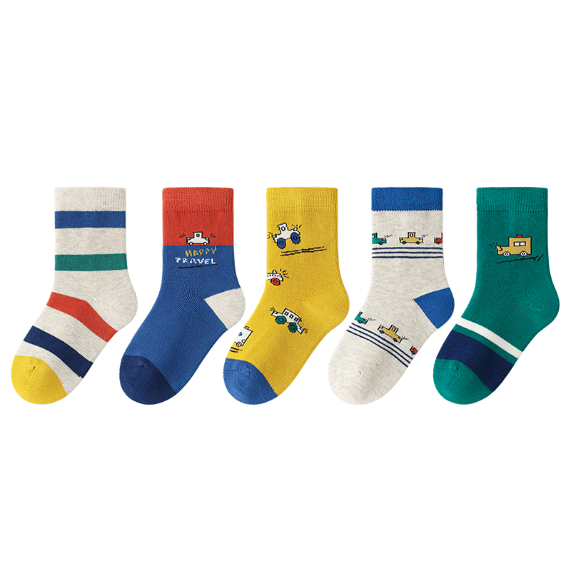 Banbi Children's Socks, Autumn And Winter, for Boys And Older Kids, Students, Spring And Autumn, Seamless Mid-Calf Cotton Socks, BB2356, Size 16-18