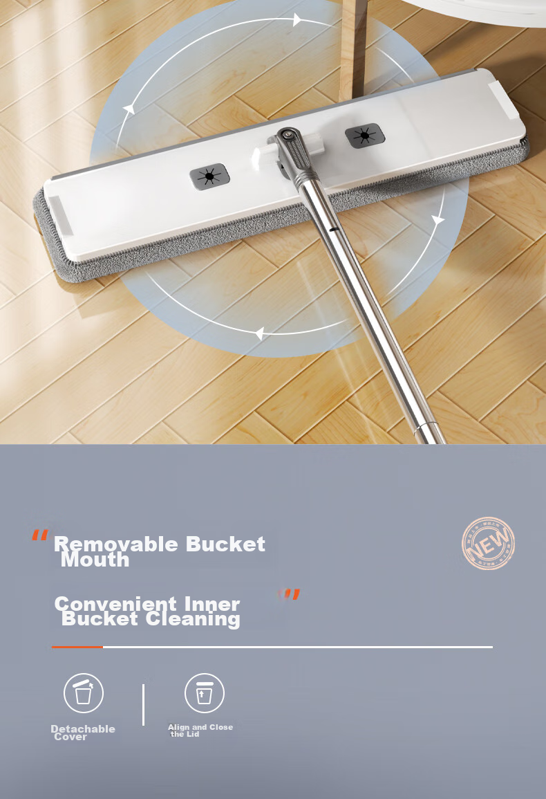 Dongfangliangjie Mop, All-In Household No-Hand Washing, Extra Large with Bucket, 50cm Scrubbing, Lazy Person's Mop, Flat Mop Cleaning Tool 11