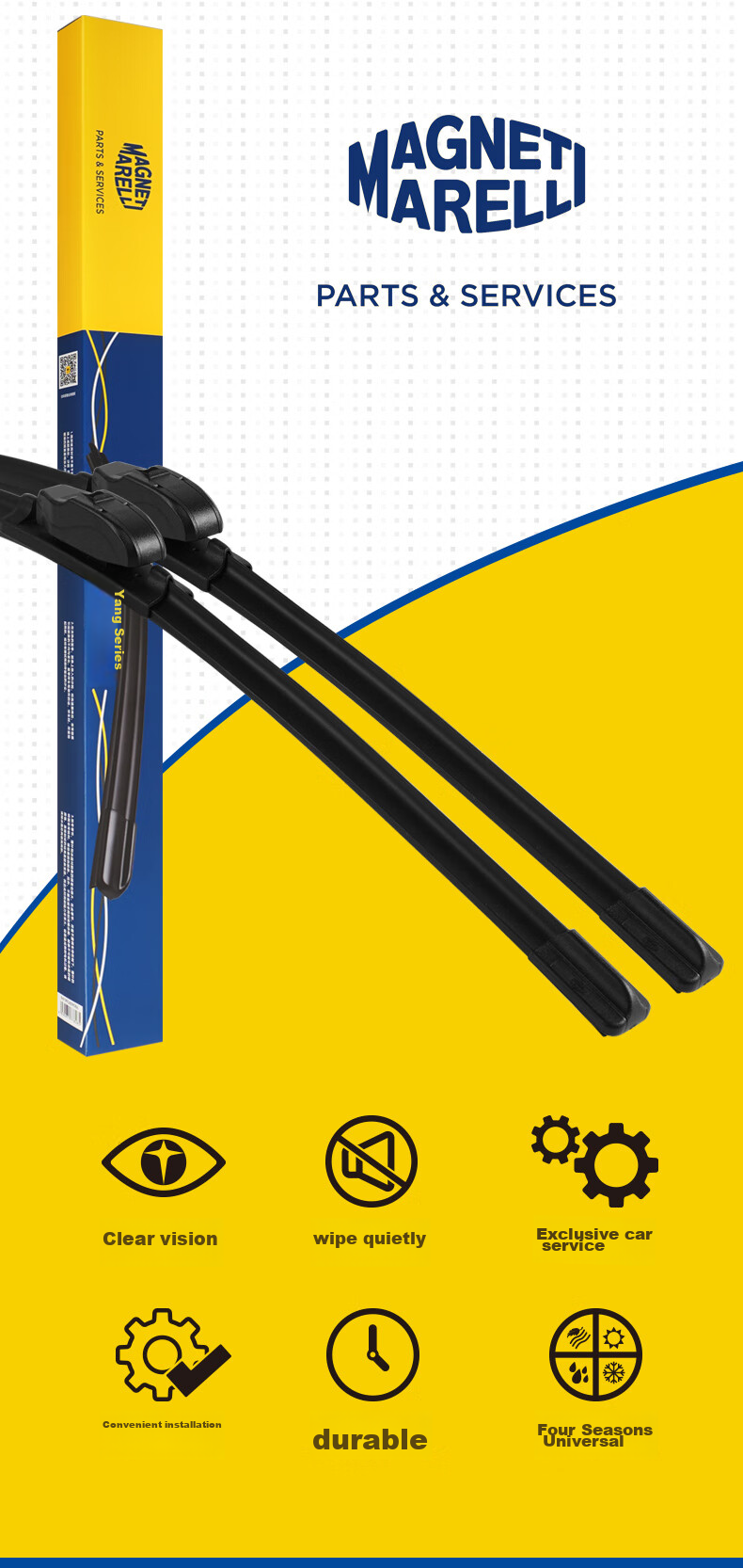 MAGNETI MARELLI Car Windshield Wipers, Quiet And Durable Natural Rubber, Compatible with Xiaopeng G32019-2023 Model, 1 Pair 4