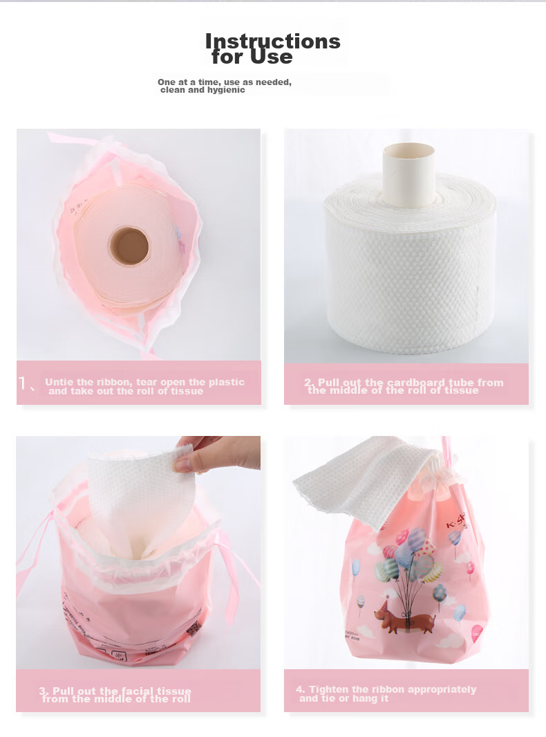 KING SHORE Disposable Face Towels, Thickened Pearl Pattern, Wet And Dry Dual-Use Makeup Face Cloths, 60 Sheets/Roll, 20*20cm 9