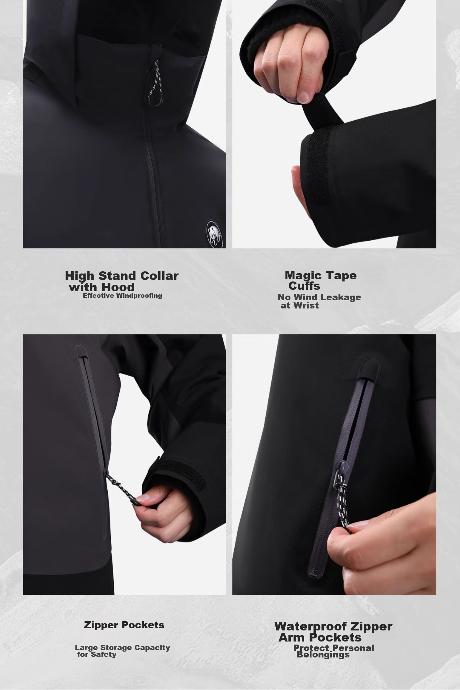 CAMEL Panda Three-In Outdoor Waterproof Windproof Jacket Hiking Mountaineering Coat Autumn Winter Men's Women's Style 1613 19