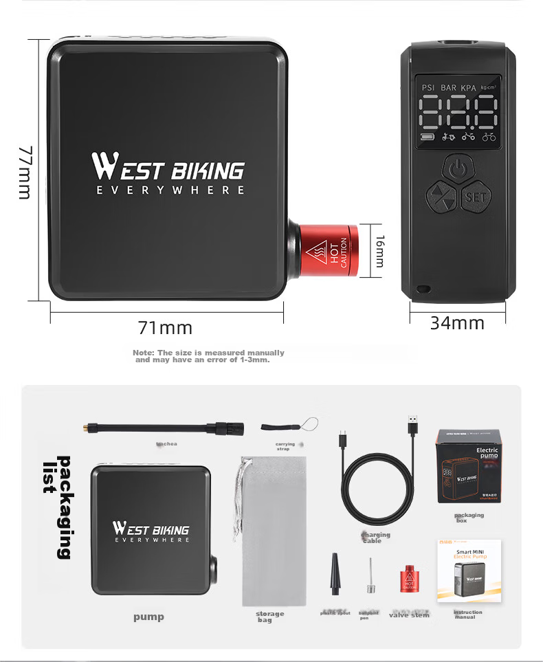 WestBiking Electric Air Pump Inflator for Bicycles And Electric Bikes, Universal Equipment 3