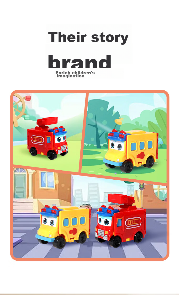 BIG TAYLOR Children's Toy Car, Transformable School Bus And Fire Truck, Transforming Toy Car, Birthday Gift for Boys Aged 1-3 Years Old 5