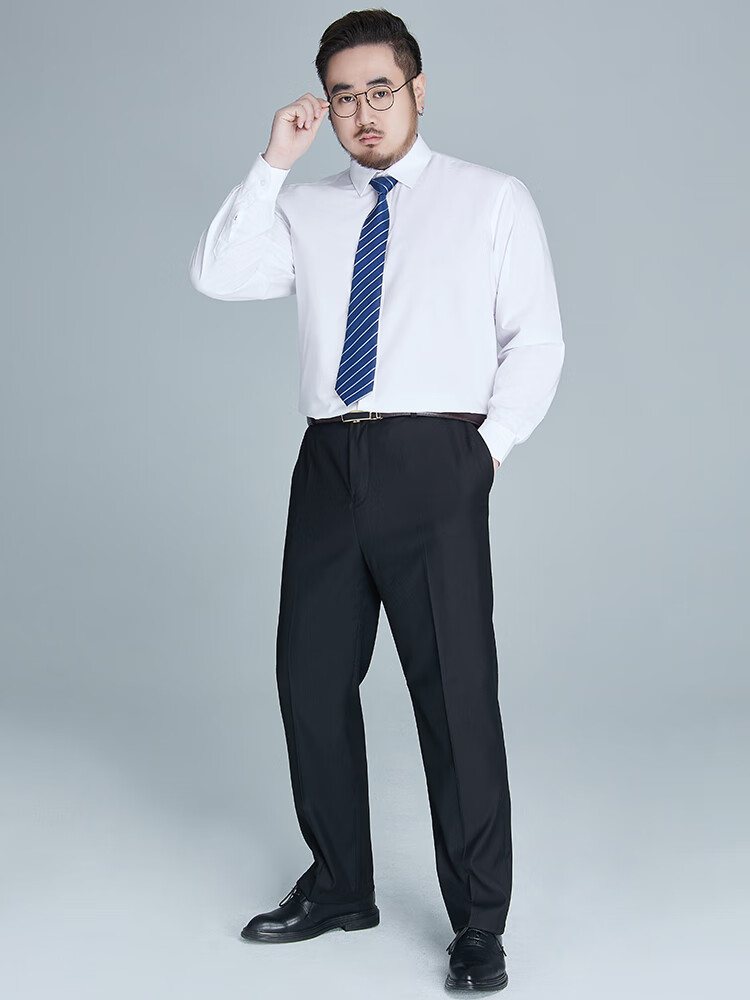 Ayoupang Large Size Bamboo Fiber Long-Sleeve Shirt for Men, Casual Business Loose Elastic Plus Size Wrinkle-Resistant Non-Iron Undershirt 1