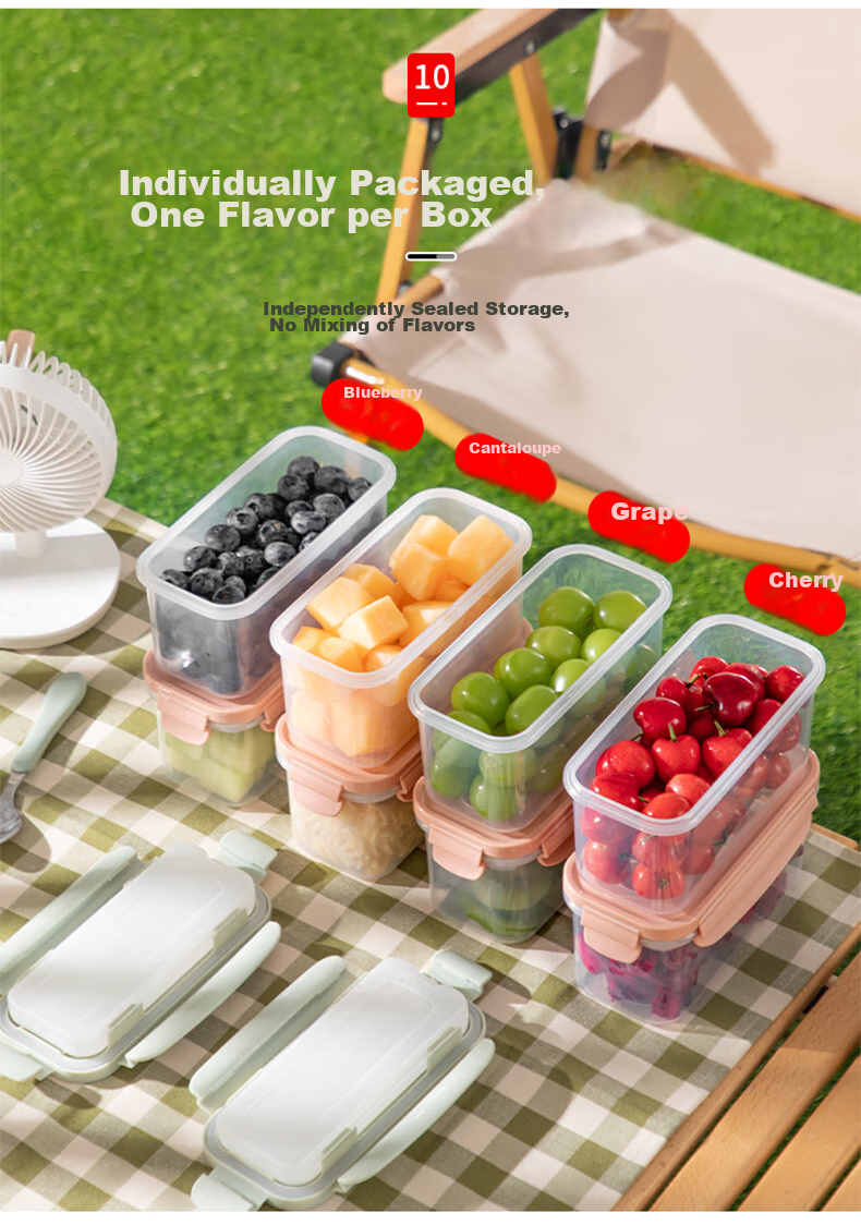 KATEI STORY Japanese Portable Fruit Box with Fork, Handheld Salad Cup, Plastic Cup with Sealing And Leak-Proof Draining Basket for Going Out 13