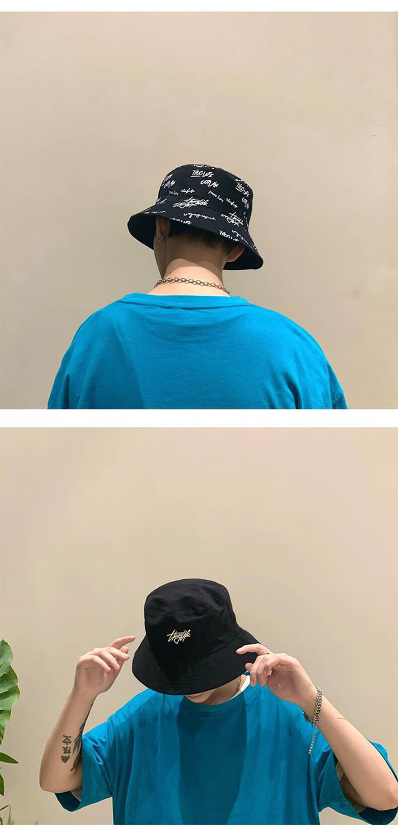 XUEXIMAN Fisherman Hat for Men, Reversible Graffiti Cap, Sun Hat, Korean Style Versatile Sun Protection Student Bucket Hat 9