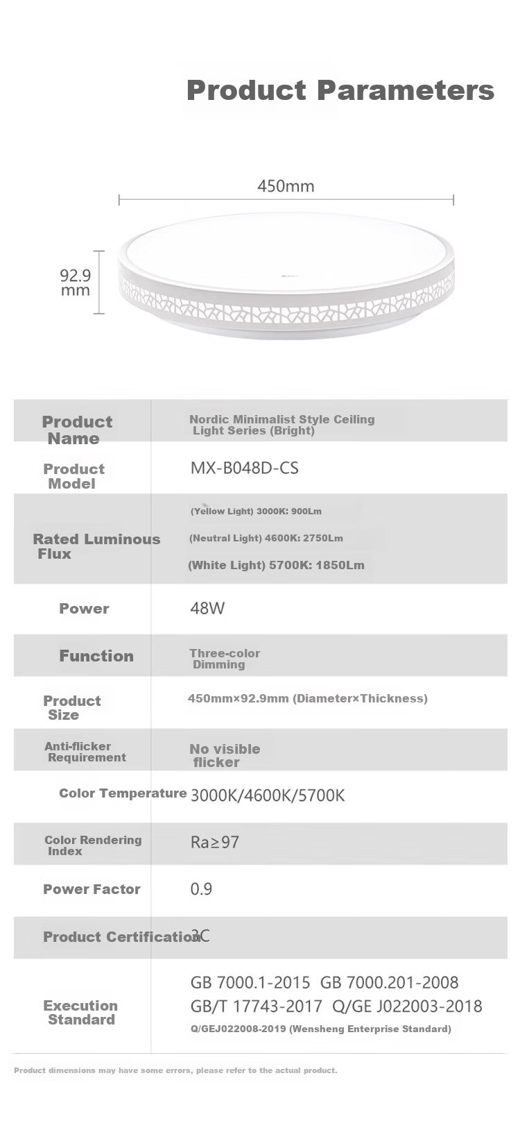 BULL Ceiling Light Mingrun Full Spectrum Living Room Lamp Stepless Dimming 130W Ra97 Color Rendering Index [All-Inclusive Price] 3