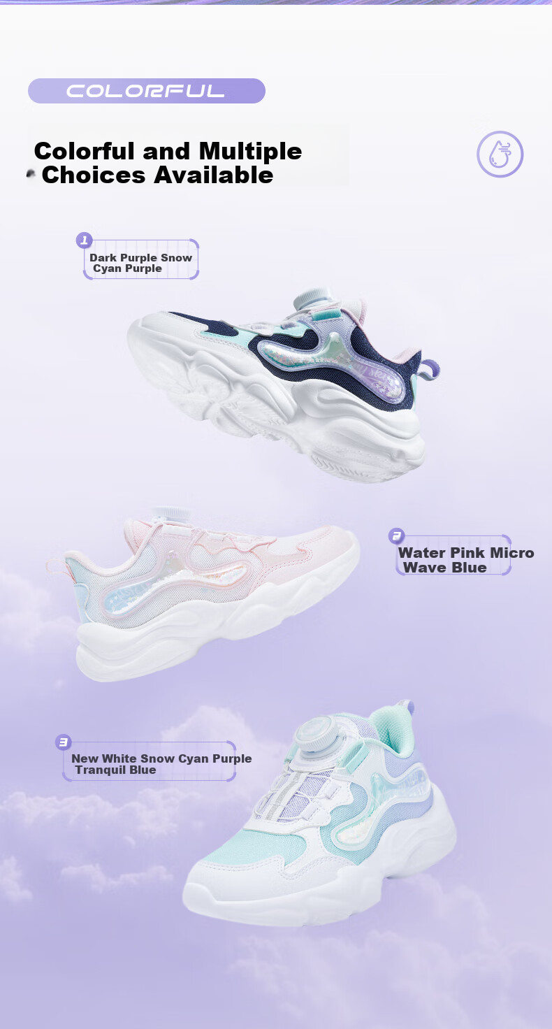 XTEP Kids Toddler Star Casual Shoes Lightweight Cushioning Girls Rotating Buckle Sports Shoes Water Pink/Microwave Blue Size 31 9