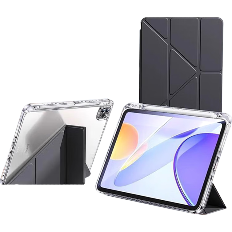 JPLAYER Apple iPad 9th Gen 2021 Case 10.2/10.5 Inch 8th/7th Gen Y-Shaped Multi-Angle Folding Acrylic Protective Cover with Pen Slot Smart Sleep Gray