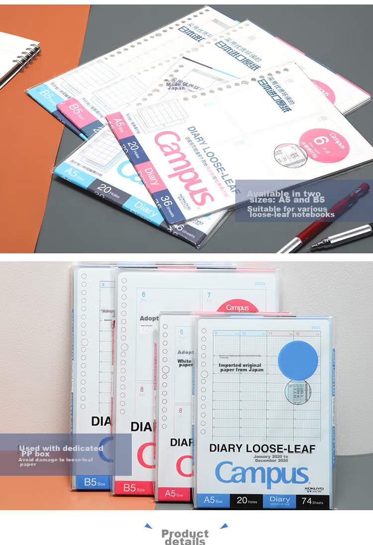 KOKUYO Campus Loose-Leaf Notebook Refill Paper with Time Line And Weekly Planner, 36 Sheets Per Book, 1 Pack WCN-CLL1 3