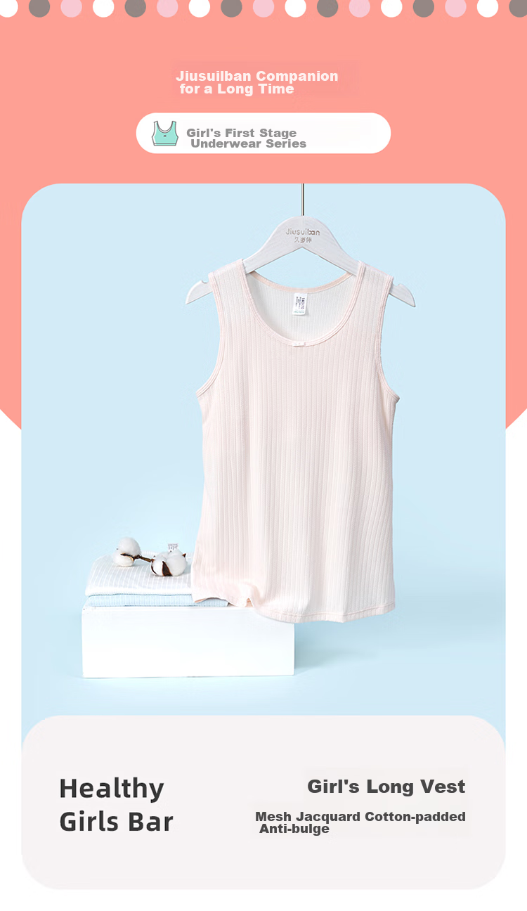 Jiusuiban Children's Vest for Girls, Puberty Bra for Teenagers, Thin Mesh Breathable 2-In Long Vest for Older Childre 1