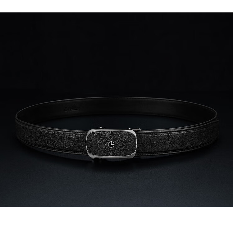 Goldlion Men's Leather Belt with Automatic Buckle, High-End Wooden Gift Box, Ostrich Leather Trouser Belt, Birthday Gift 5
