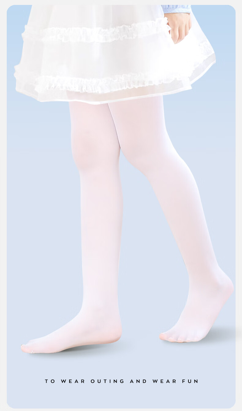 Barbie Children's Silk Stockings, Girls' Tights, Summer Thin White Base Socks, Ultra-Thin Base Pants, White + White, Size S 13