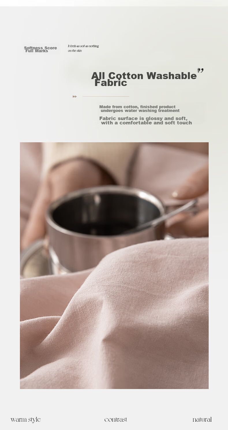 Wuyinliangpin Class A 100% Pure Cotton Duvet Cover, All-Cotton Solid Color Student Dormitory Single Bed Quilt Cover 150*200cm 5