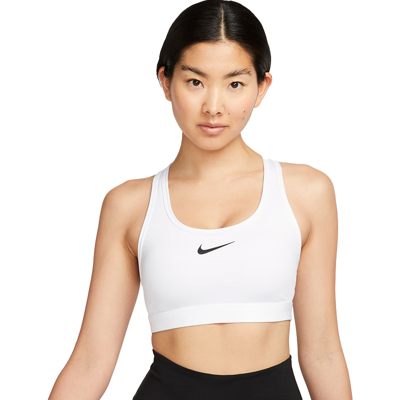 NIKE Women's Sports Bra, Medium Support MED SPT BRA, Athletic Underwear DX6822-100, White, Size L