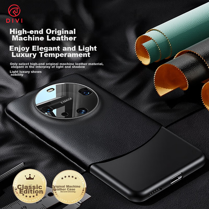 Чехол DIVI для Huawei Mate60, из натуральной кожи, защита камеры, полный охват, ультратонкий, противоударный, элегантный зеленый