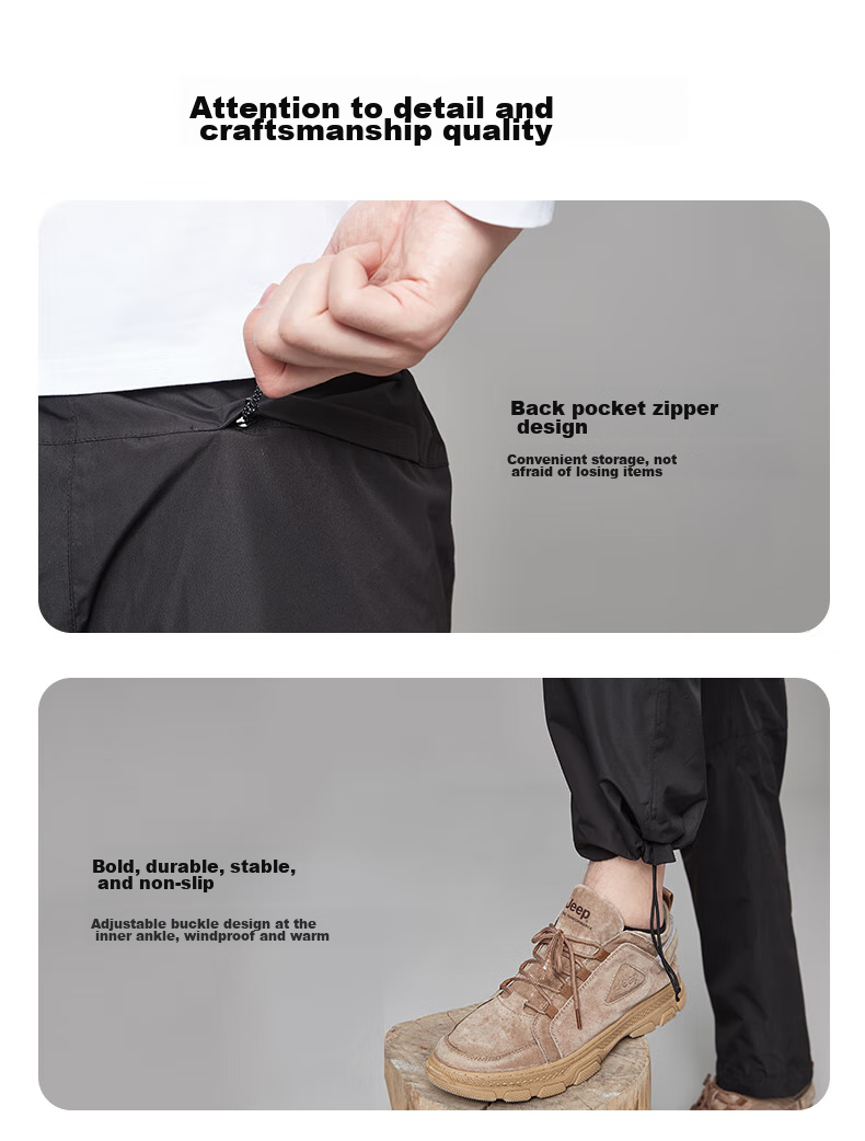 Jeep Men's Outdoor Windproof Warm Fleece Pants, Breathable Moisture-Wicking Durable Hiking Climbing Fleece Trousers for Me 7