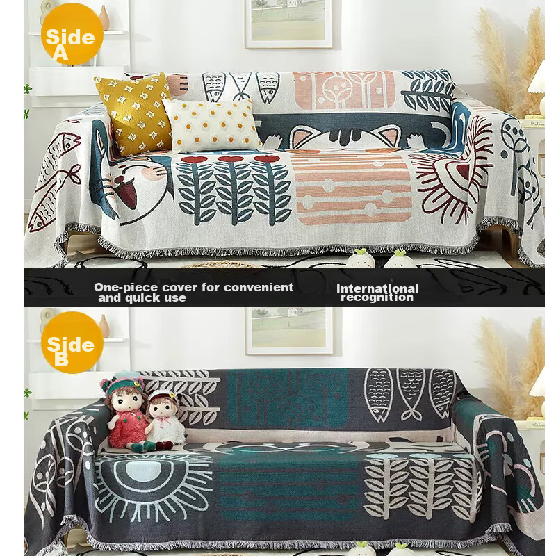 AVIVI Sofa Cover, Throw Blanket, Seat Cushion, All-Season Use, Non-Slip Sofa Slipcover, Full Coverage, 180*230 Cm, Lucky Cat Desig
