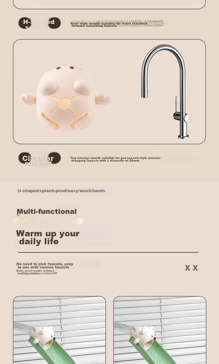 Dipuer Children's Faucet Extender, Baby Anti-Splash Water Device, Multi-Functional Universal Adapter, Silicone Faucet Sleeve 10