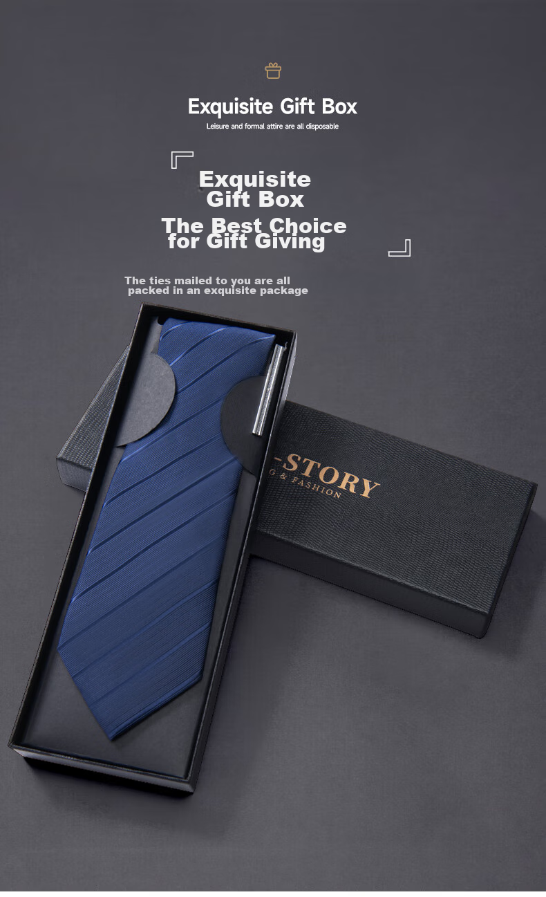 GLO-STORY Hand-Tied Necktie for Men, Father's Day Gift, 8CM Formal Fashion Accessory, Suit Business Tie in Gift Box 7