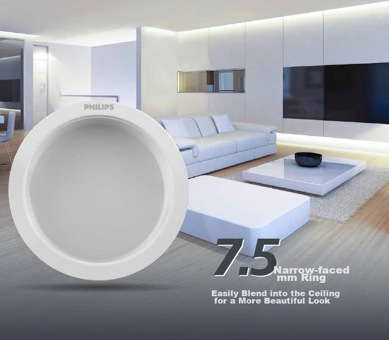 PHILIPS Recessed Living Room Full Metal Anti-Glare Downlight, 7W, 75-78mm, Cool White Light 6